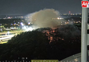 Fire breaks out in woods near Little Rock Big Rock Interchange