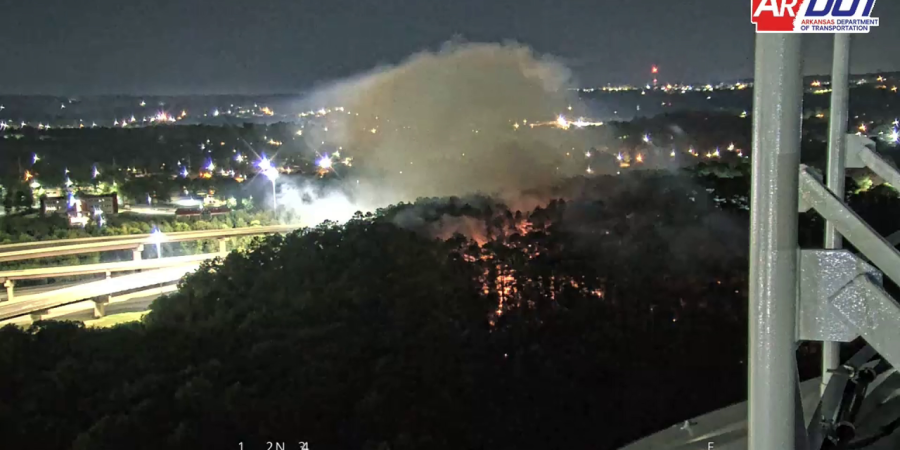 Fire breaks out in woods near Little Rock Big Rock Interchange