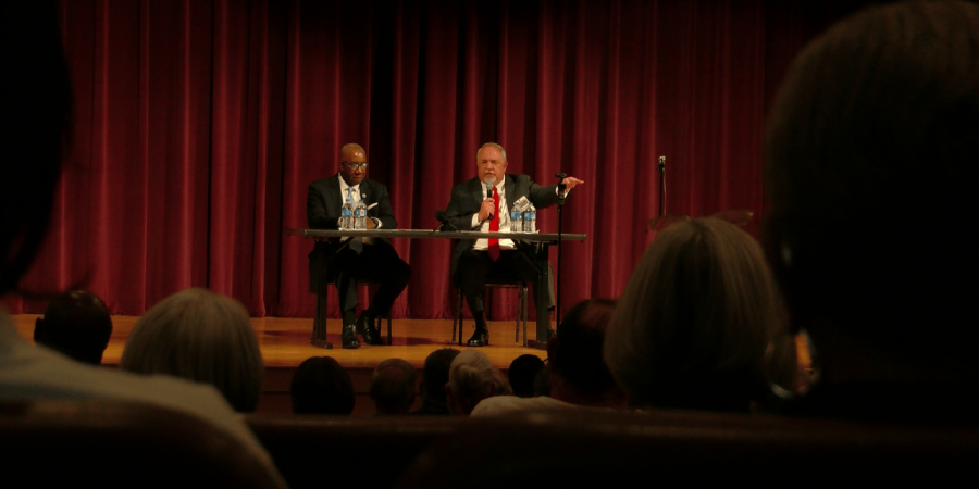 Mike Rushin and Wendell Griffen discuss issues at Pulaski County forum